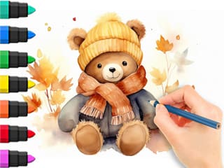 Coloring Book: Autumn Bear