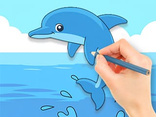 Coloring Book: Cute Dolphin