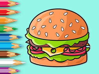 Coloring Book: Delicious Hamburger