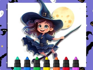 Coloring Book: Halloween Little Witch