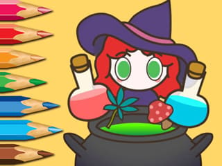 Coloring Book: Little Witch Joyful Halloween