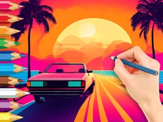 Coloring Book: Sunset Driving