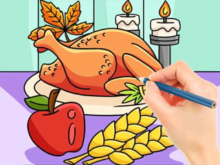 Coloring Book: Thanksgiving Turkey Meal